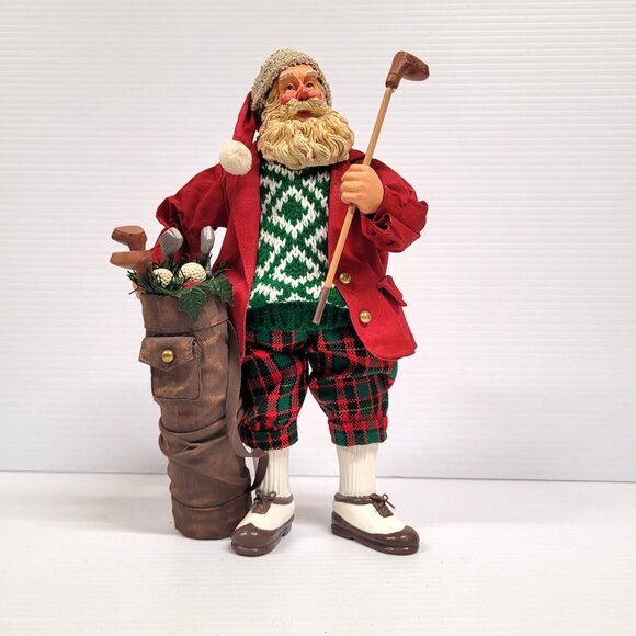 Clothique Santa Figurine Golf Vintage Paper Mache 10.5'' Golfing Christmas - Picture 1 of 8